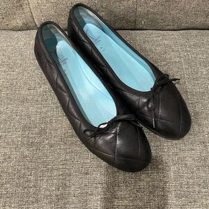 Thierry Rabotin Black Leather Quilted Ballets Flats Women Size EU 42